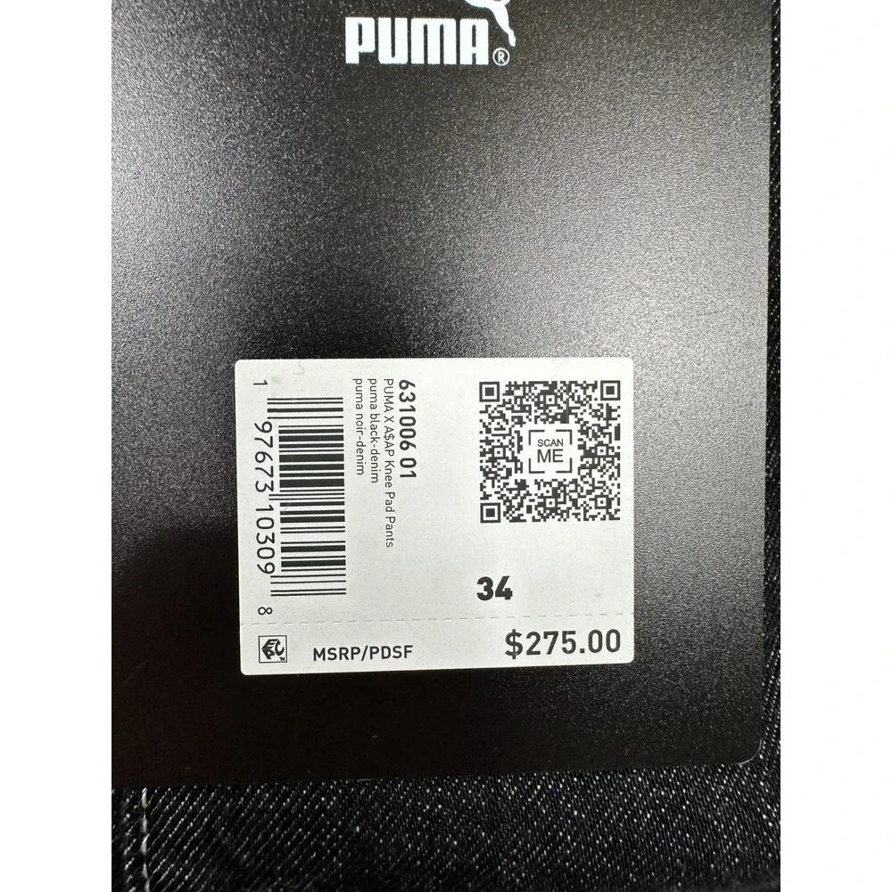 Puma X A$AP Rocky Men's Size 34 Black Denim Jean Pants NWT 631006 01